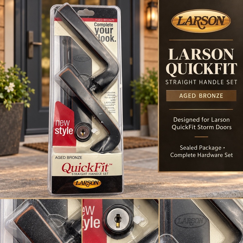 Larson QuickFit Straight Handle Set Aged Bronze Storm Door Hardware 20298957